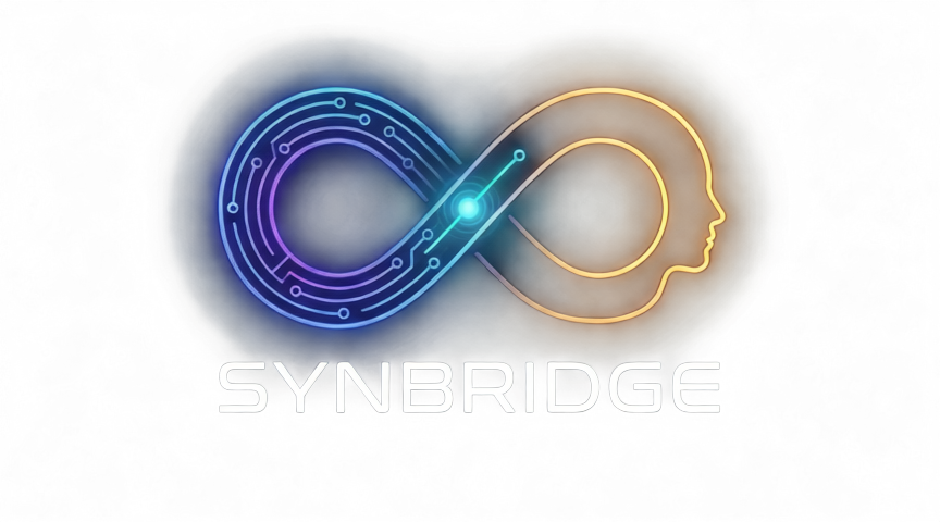 Synbridge — infinity symbol connecting human and AI